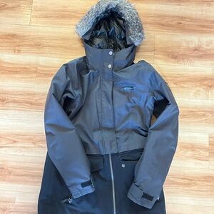 Women's Black Parka with Faux Fur Hood